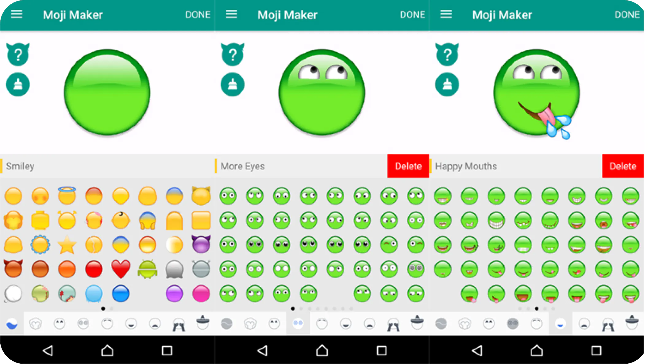 Capturas de la app Moji Maker de creación de emoticonos